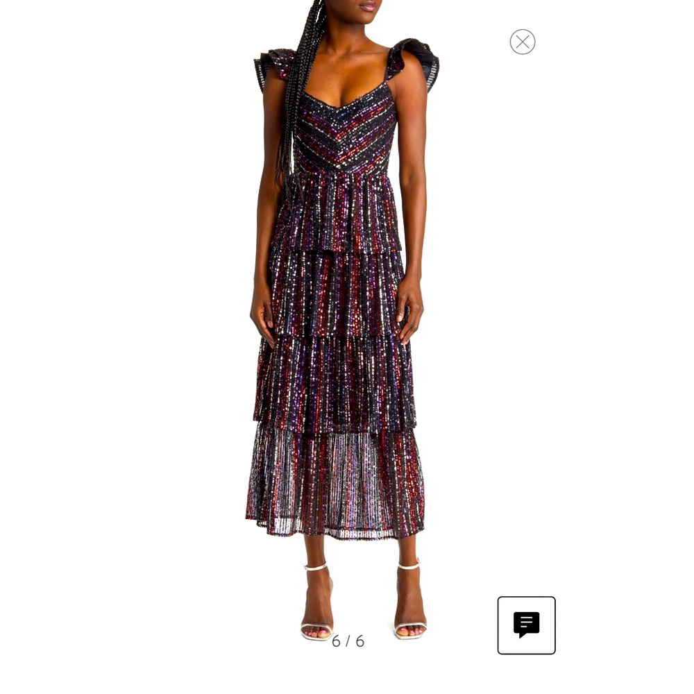 Quintana Ruffle Sequin Tiered Cocktail Dress
by Saylor